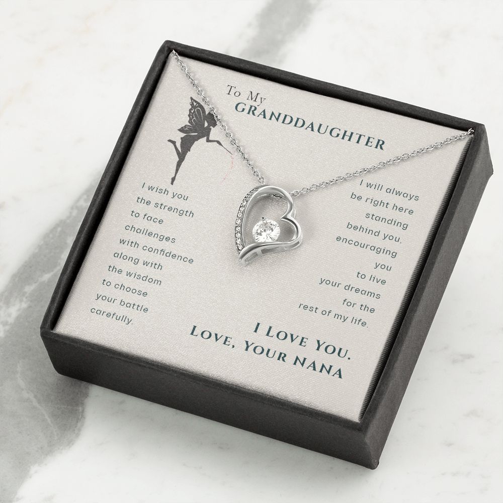 To My Granddaughter Dragonfly Necklace, Gift for Granddaughter From Nana Forever Love Necklace