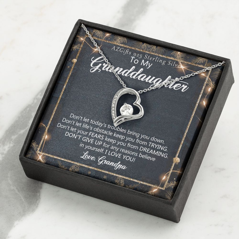 To My Granddaughter Necklace from Grandpa, Gift for Granddaughter from Grandfather, Necklace from Grandpa to Granddaughter, Granddaughter Christmas Present from Grandfather 301 Forever Love Necklace