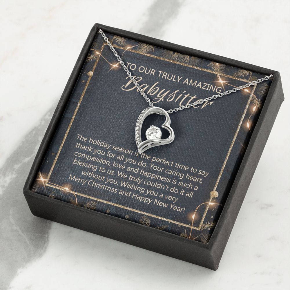 Babysitter Christmas Necklace Gift, Babysitter Gift, Christmas Babysitter Gift from Family, Merry Christmas Day Gift, Holiday Gift, Babysitter Necklace for Women 301 Forever Love Necklace