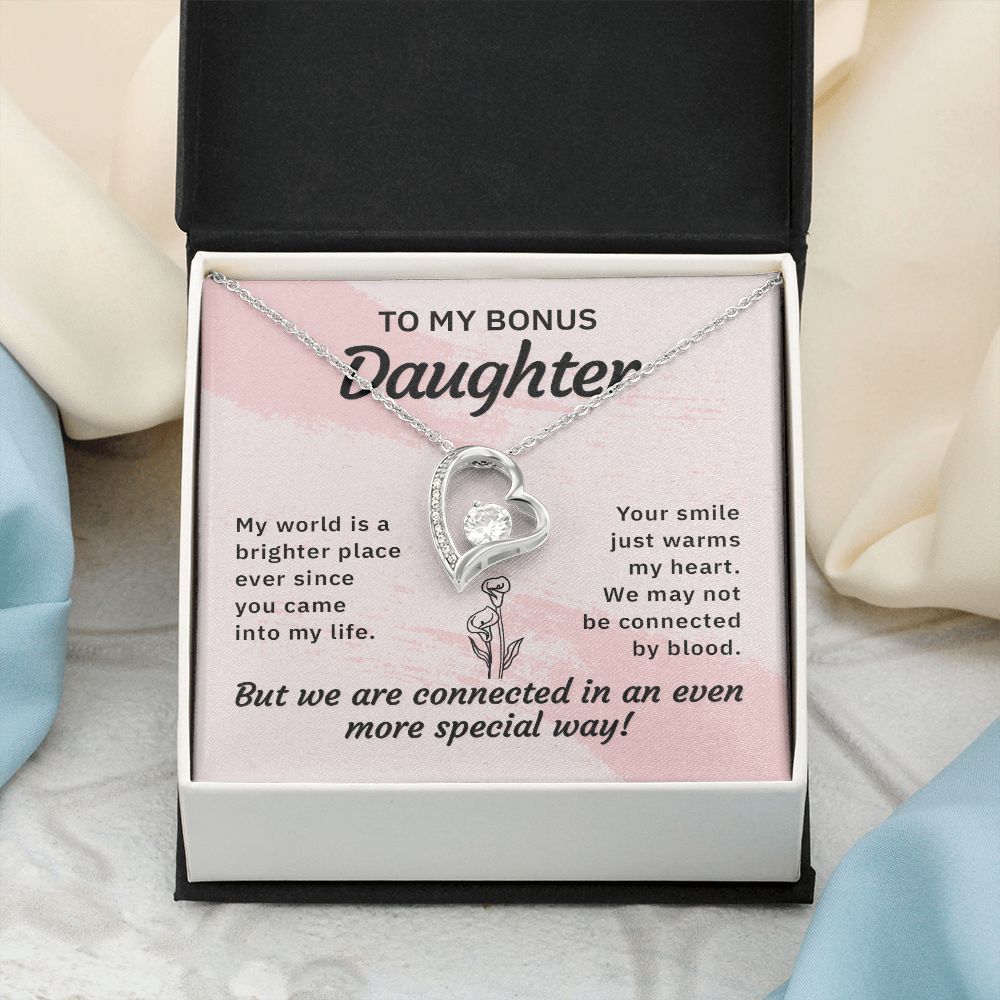 Bonus Daughter Gifts From Stepdad, Step Daughter Gifts From Stepmom, Stepdaughter Gifts From Stepdad, Father Stepdaughter Necklace, To My Bonus Daughter Necklaces, Christmas Gifts For Bonus11 Forever Love Necklace