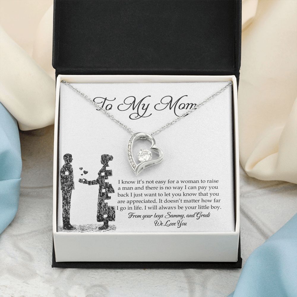 Mom Necklace Gifts for Mom from Daughter to Mom Gifts for Mothers Day from Daughter, To My Mom Necklace from Daughter to Mom Birthday Gifts Necklace with Message Card and Gift Box2 Forever Love Necklace