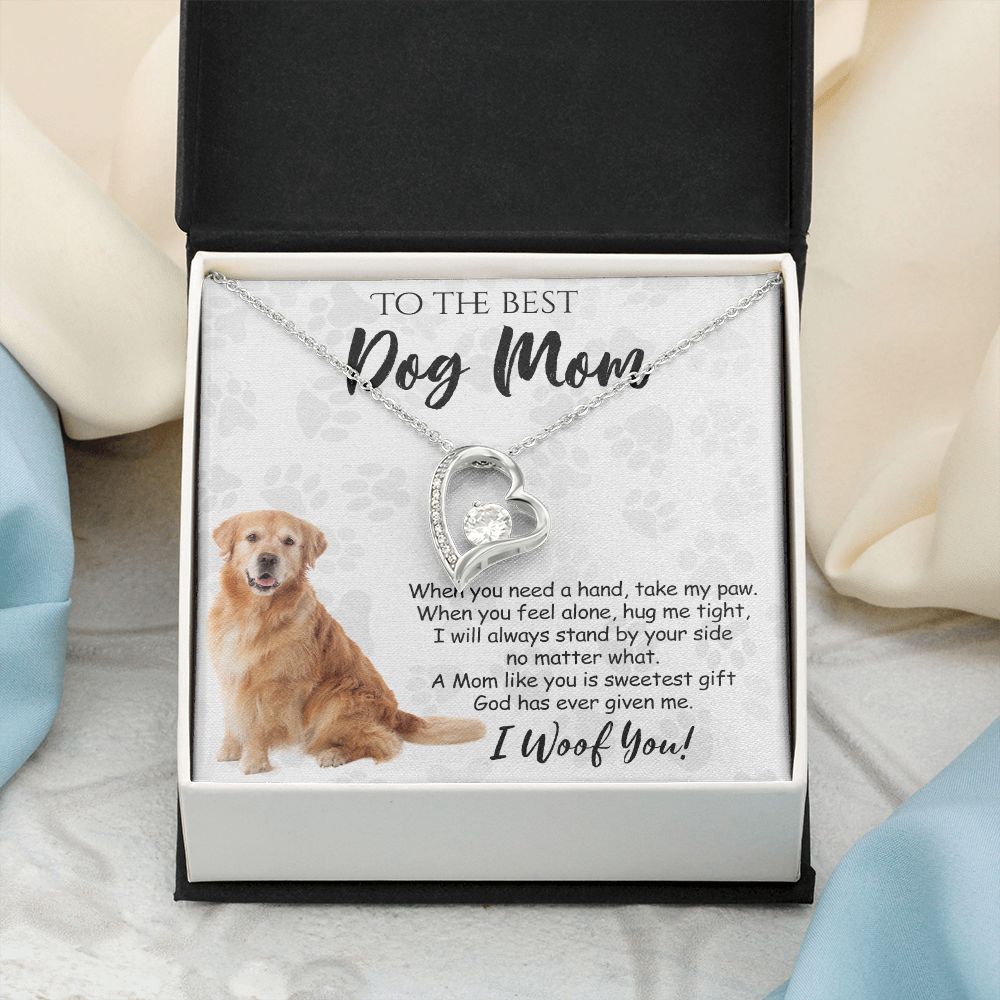 To The Best Golden Retriever Dog Mom Knot Necklace Mother's Day Gift , I Woof You Quote Gift Card, Message Card Jewelry For Dog Lovers, Necklace For Mom Forever Love Necklace