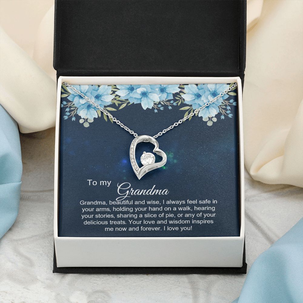 To My Grandma Necklace, Gift for Grandmother Necklace, Mothers Day Gift For Grandma Nana, Grandma Jewelry From Grandchildren GrandKids , Jewelry Box Gift For Grandma Grandmother2 Forever Love Necklace