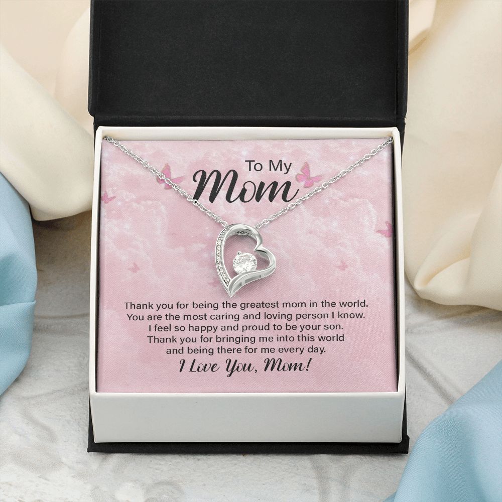 To My Mom Necklace, Gift For Mom, Mother's Day Gift from Daughter, Mom Jewelry Gift for Mothers Day, Birthday Gift for Mother, Moms Gift from Daughter Son, Necklace for Mom Mother 24 Forever Love Necklace