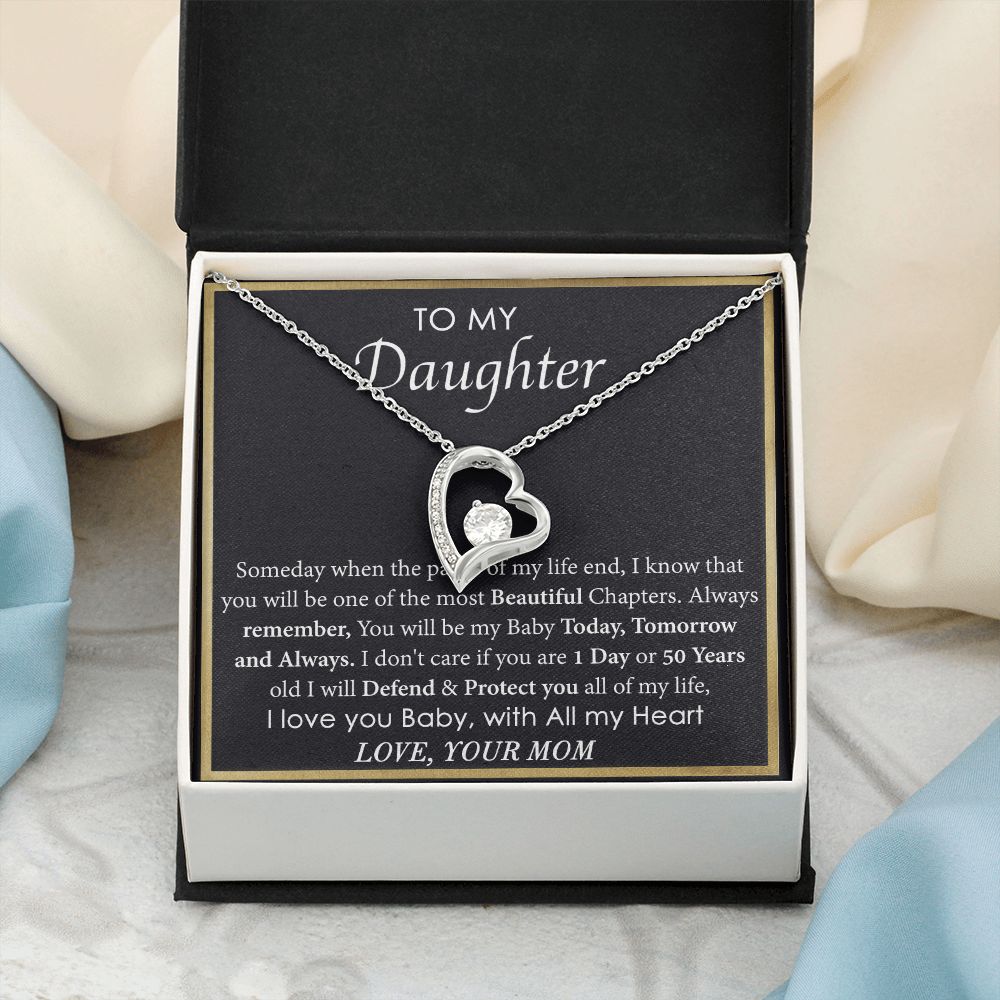 Mother Daughter Gift Ideas, To My Daughter Gift Necklace from Mom, Jewelry Pendant Present for Daughter, Birthday Christmas Gift Graduation Gifts for Daughters, Mother and Daughter Necklace 2136 Forever Love Necklace