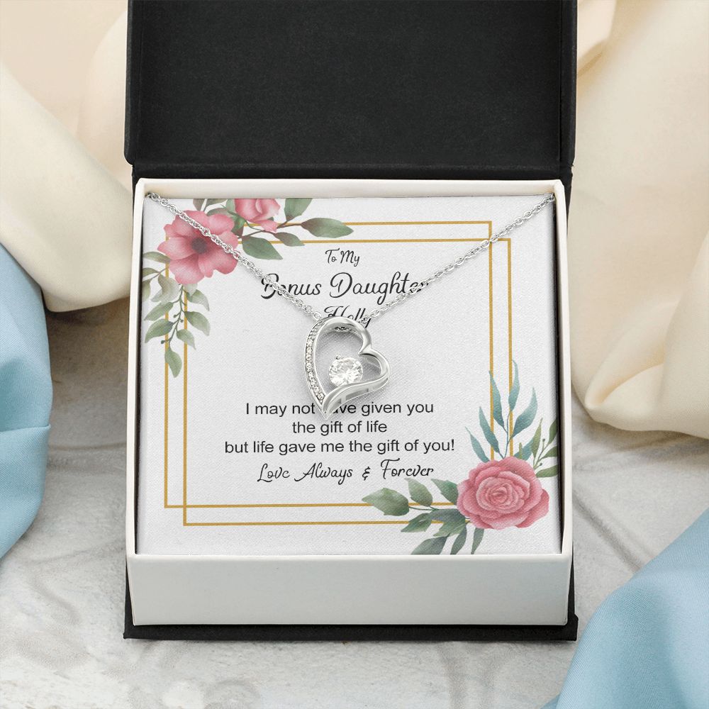 Bonus Daughter Gifts From Stepdad, Step Daughter Gifts From Stepmom, Stepdaughter Gifts From Stepdad, Father Stepdaughter Necklace, To My Bonus Daughter Necklaces, Christmas Gifts For Bonus6 Forever Love Necklace