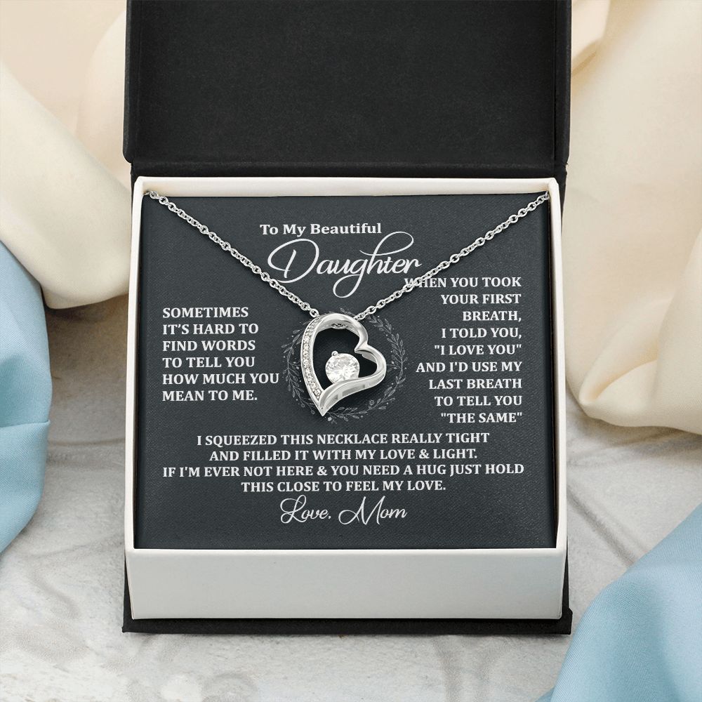 Mother Daughter Gift Ideas, To My Daughter Gift Necklace from Mom, Jewelry Pendant Present for Daughter, Birthday Christmas Gift Graduation Gifts for Daughters, Mother and Daughter Necklace 2135 Forever Love Necklace