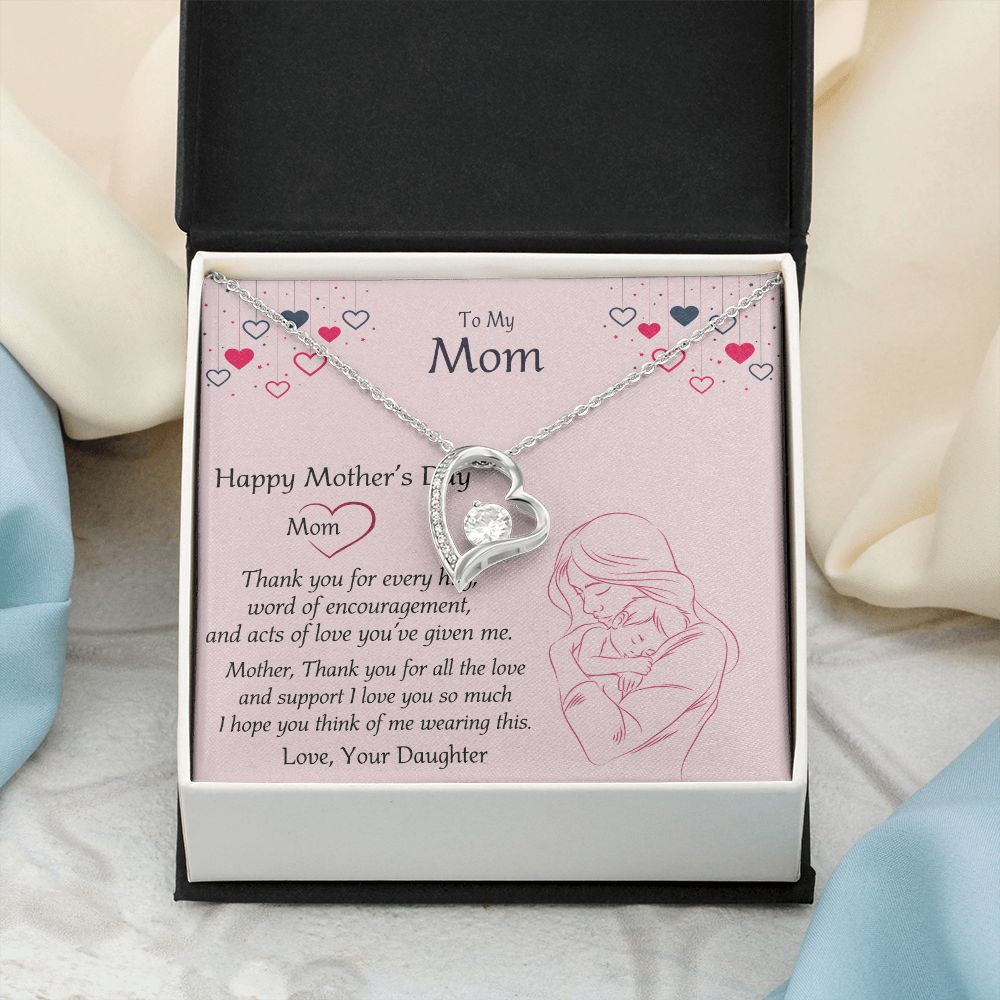 Mom Necklace Gifts for Mom from Daughter to Mom Gifts for Mothers Day from Daughter, To My Mom Necklace from Daughter to Mom Birthday Gifts Necklace with Message Card and Gift Box10 Forever Love Necklace
