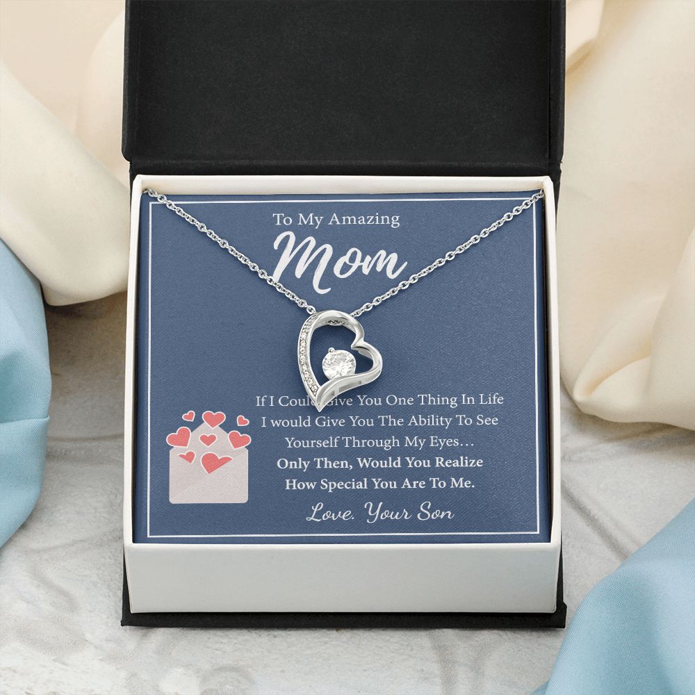 Mom Necklace Gifts for Mom from Daughter to Mom Gifts for Mothers Day from Daughter, To My Mom Necklace from Daughter to Mom Birthday Gifts Necklace with Message Card and Gift Box2238 Forever Love Necklace