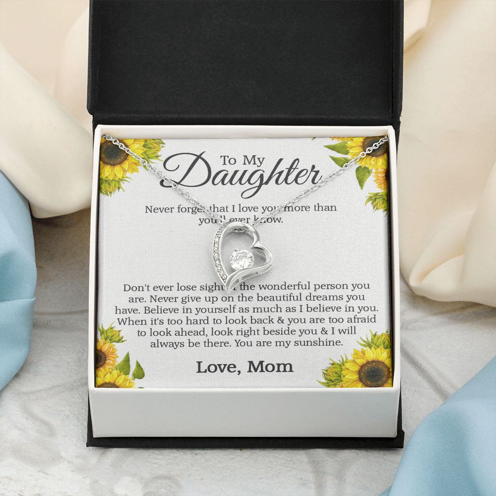Mother Daughter Gift Ideas, To My Daughter Gift Necklace from Mom, Jewelry Pendant Present for Daughter, Birthday Christmas Gift Graduation Gifts for Daughters, Mother and Daughter Necklace 2132 Forever Love Necklace