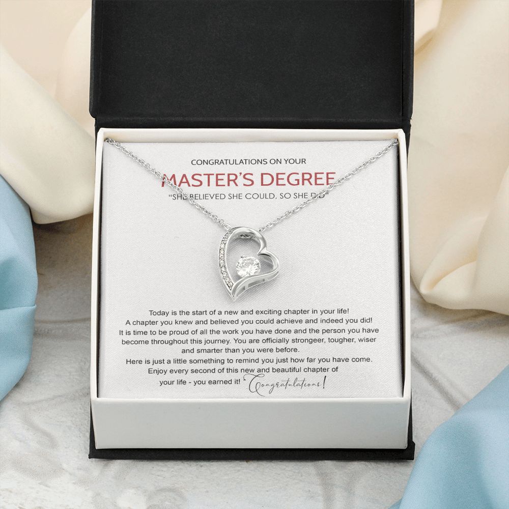 Master's Degree Graduation Gift Necklace, Masters Student Necklace Gift, Master's Student MBA Graduation Congrats Graduation Pendants Gift For Daughter, Granddaughter, Niece, Sister Forever Love Necklace