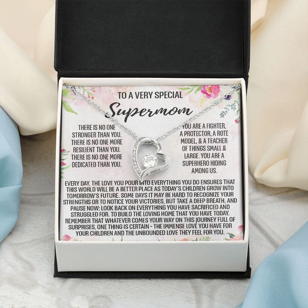 To Supermom Mom Necklace Gift for Single Mother Necklace Holiday, Christmas, Birthday Present for Single Mother, Super Mom, Mother's Day Gift Mom Jewelry for Women 301 Forever Love Necklace