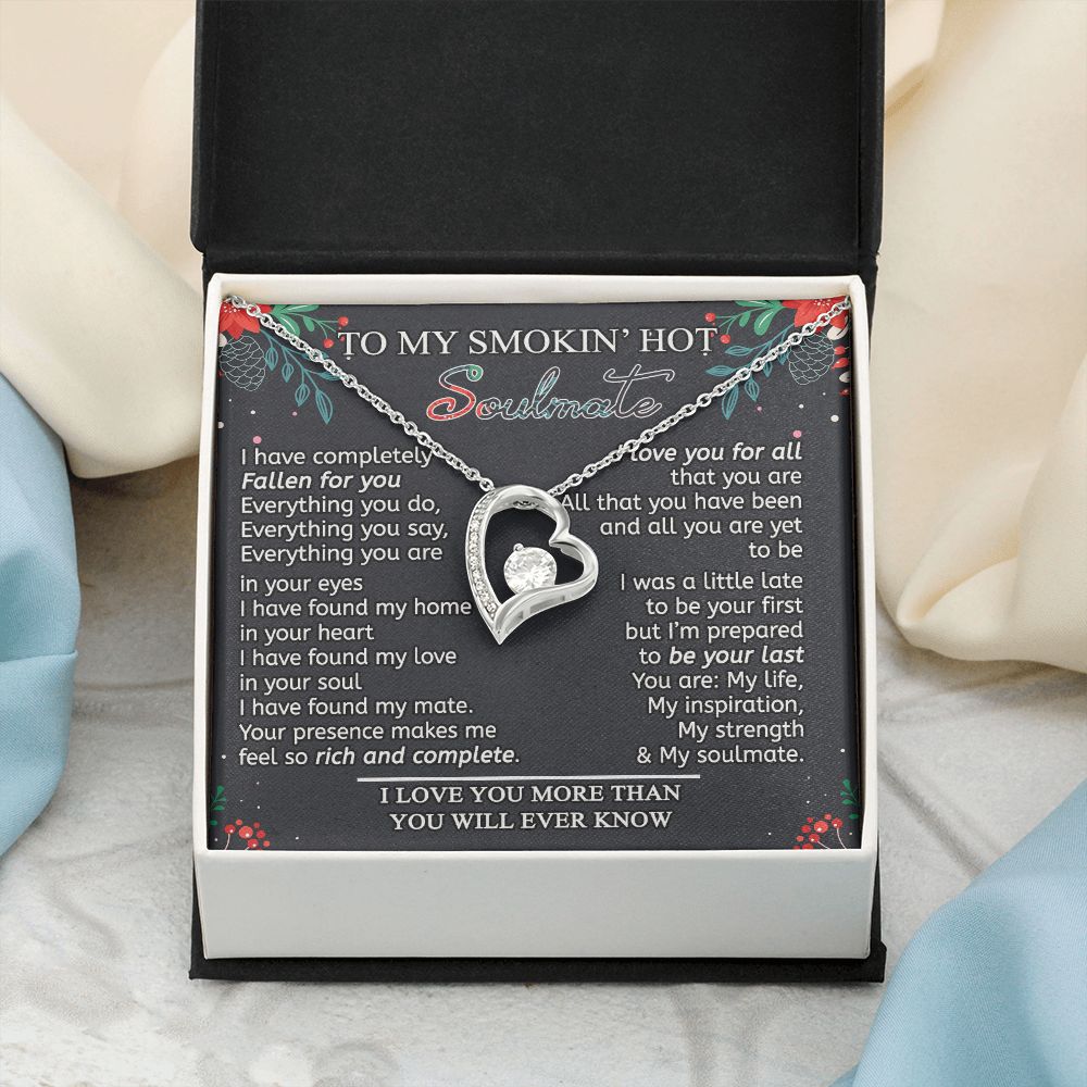 To My Smokin Hot Soulmate Necklace - Wife Gifts From Husband To My Wife Necklace, Gift for Her Romantic, Girlfriend Gifts Necklace for Wife from Men Includes Message Card and Gift Box 15 Forever Love Necklace