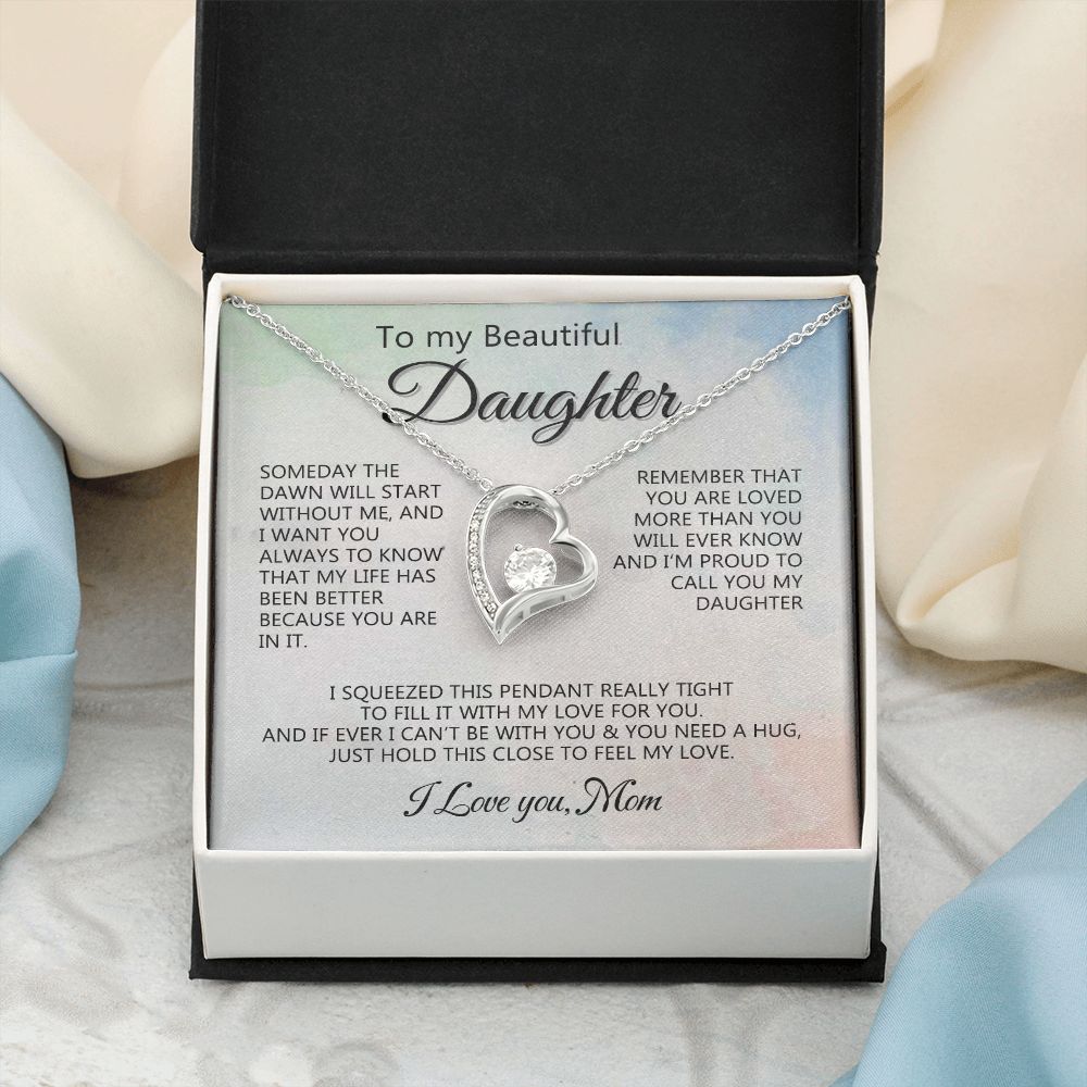 Jewelry Pendant Present for Daughter, To My Daughter Gift Necklace from Mom, Mother Daughter Gift Ideas, Birthday Christmas Gift Graduation Gifts for Daughters, Mother and Daughter Necklace 14 Forever Love Necklace