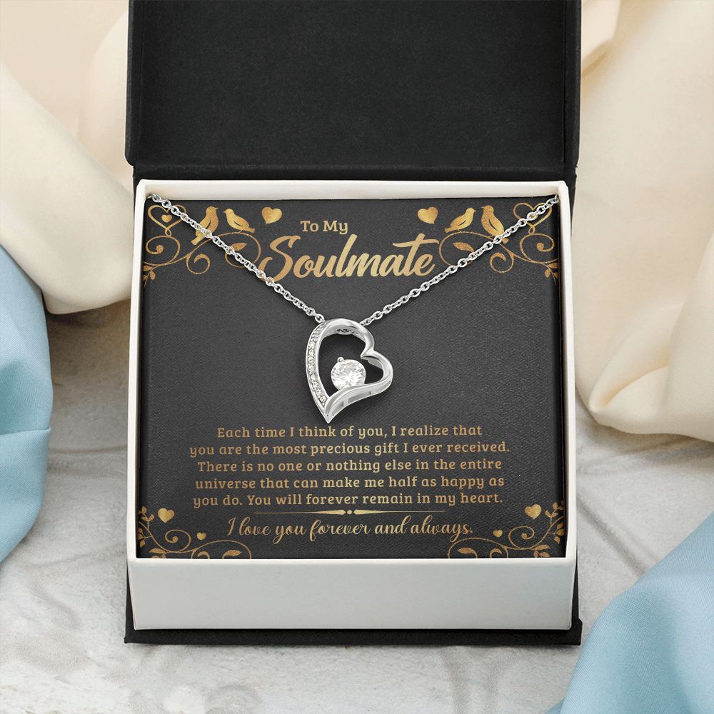 To My Soulmate Necklace for Women Birthday Christmas Jewelry Gifts For My Wife with Message Card Box Personalized Gift Present Pendant for Future Wife Soulmate Girlfriend Love 19 Forever Love Necklace