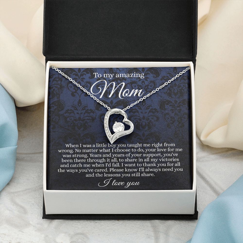 Gift for Mom Necklace, To My Beautiful Mom Love Knot Necklace Card, Mother’s Day Gift For Mom From Son, Thank You Mom Gift, Custom Jewelry Necklace For Mom Forever Love Necklace