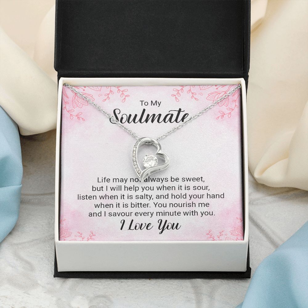 To My Soulmate Necklace for Women Birthday Christmas Jewelry Gifts For My Wife with Message Card Box Personalized Gift Present Pendant for Future Wife Soulmate Girlfriend Love 15 Forever Love Necklace