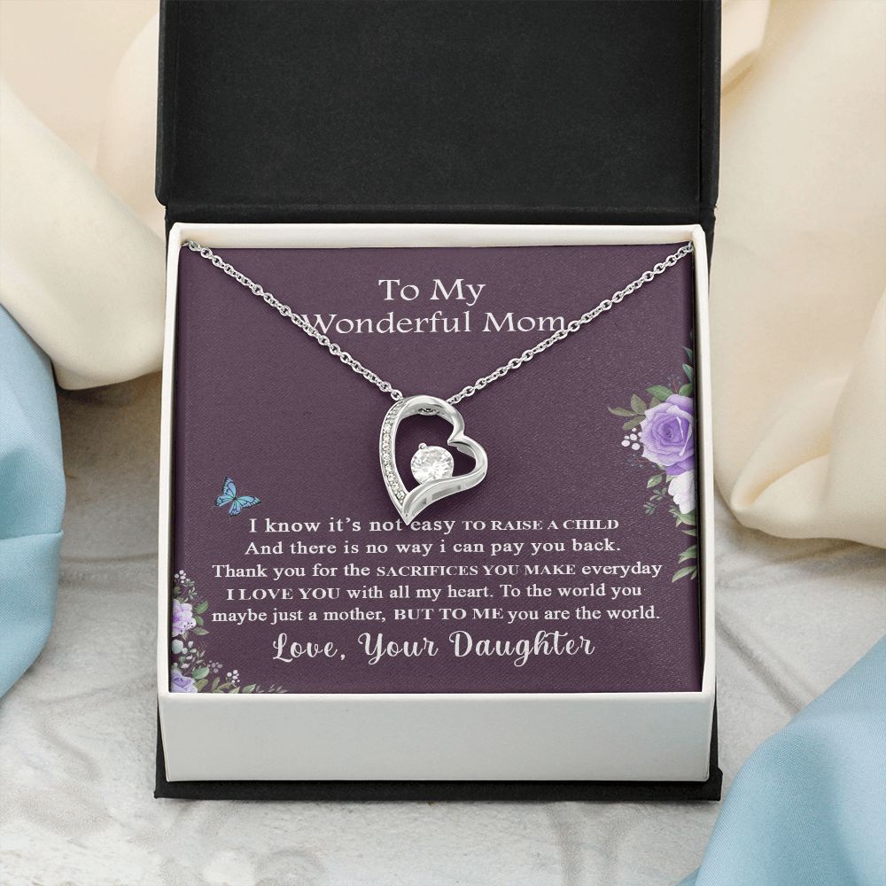 Mom Necklace Gifts for Mom from Daughter to Mom Gifts for Mothers Day from Daughter, To My Mom Necklace from Daughter to Mom Birthday Gifts Necklace with Message Card and Gift Box2231 Forever Love Necklace