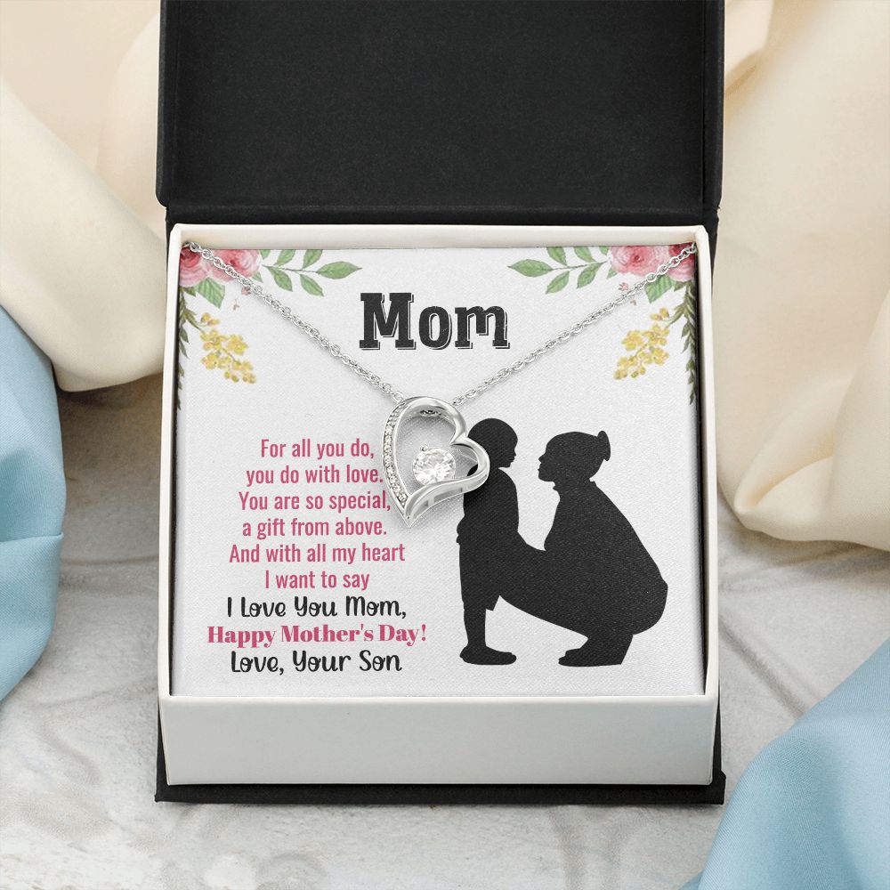 To My Mom Necklace, Gift For Mom, Mother's Day Gift from Daughter, Mom Jewelry Gift for Mothers Day, Birthday Gift for Mother, Moms Gift from Daughter Son, Necklace for Mom Mother22 Forever Love Necklace