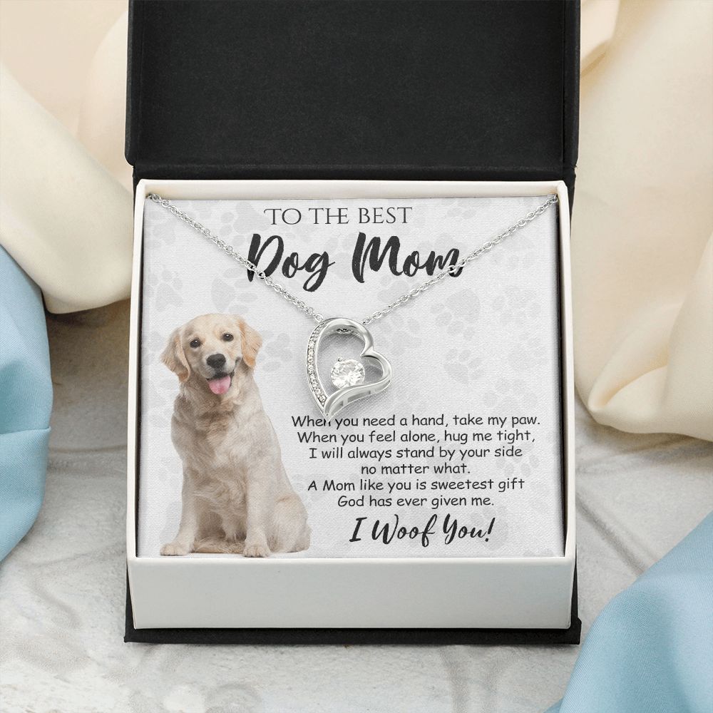 To The Best Golden Retriever Dog Mom Knot Necklace Mother's Day Gift , I Woof You Gift Card, Message Card Jewelry For Dog Lovers, Necklace For Mom Forever Love Necklace
