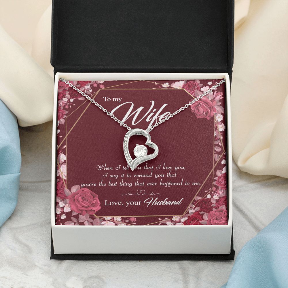 To My Wife Necklace Pendant Gift From Husbnd Habby Birthday Jewelry with Message Card and Gift Box. Wife Necklace Gift for Wife from Husband Valentine's Day Gift For Wife Future Wife Forever Love Necklace