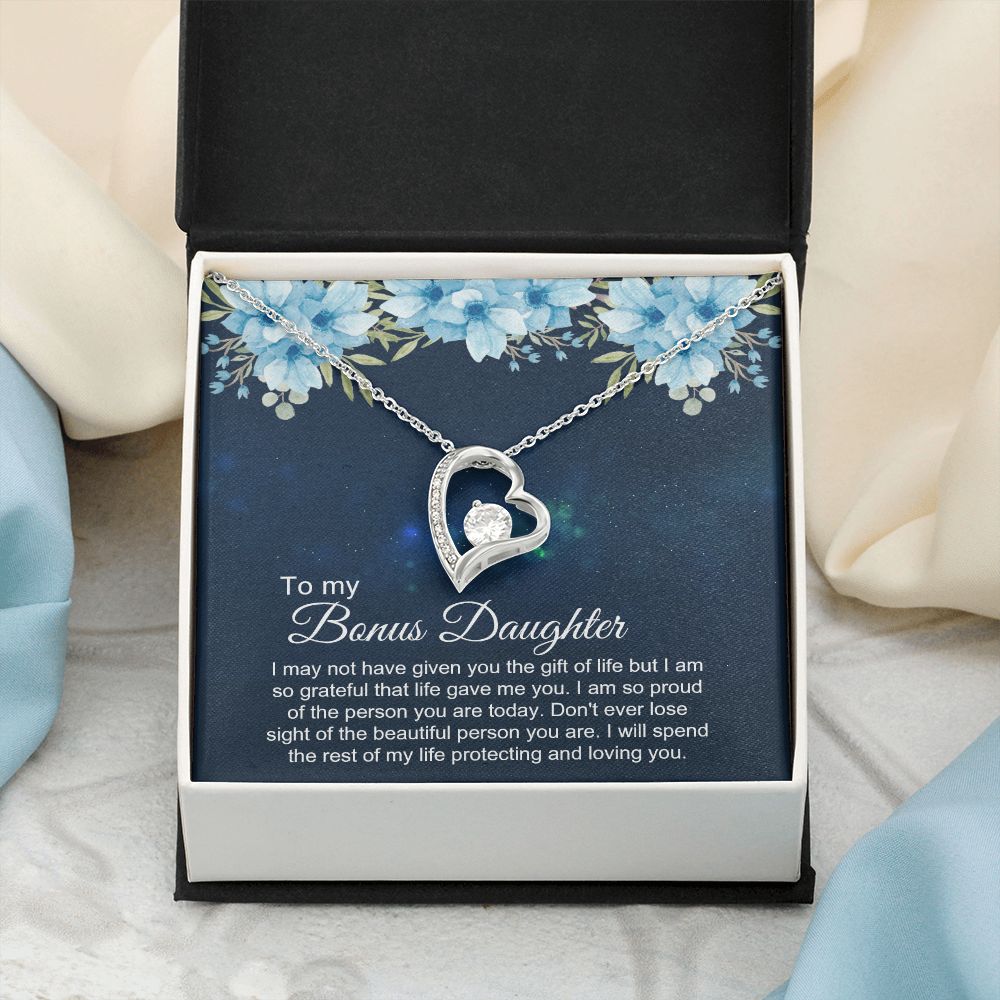 Bonus Daughter Gifts From Stepdad, Step Daughter Gifts From Stepmom, Stepdaughter Gifts From Stepdad, Father Stepdaughter Necklace, To My Bonus Daughter Necklaces, Christmas Gifts For Bonus4 Forever Love Necklace