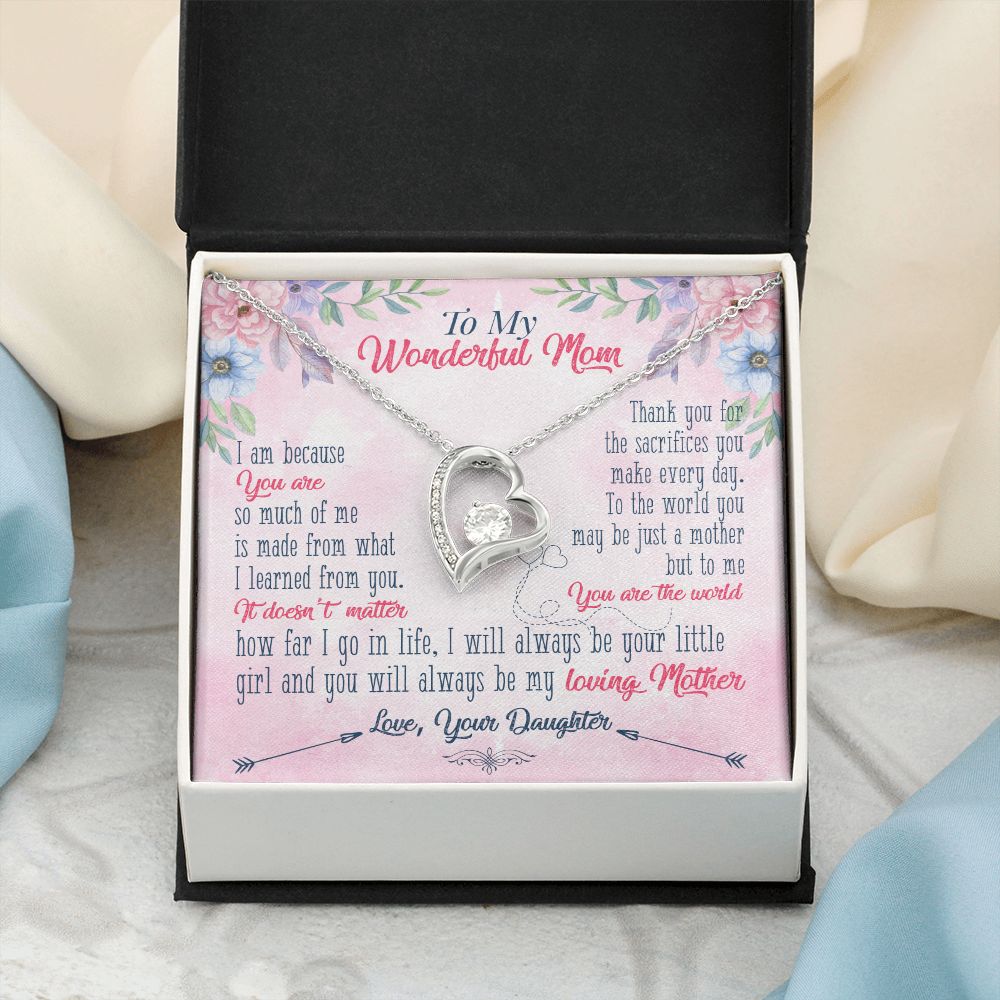 To My Wonderful Mom Necklace Pendant Gift From Daughter Necklace Gift For To Mom Happy Mother's Day Mother In Law Gift On Birthday Anniversary Gift 30821 Forever Love Necklace