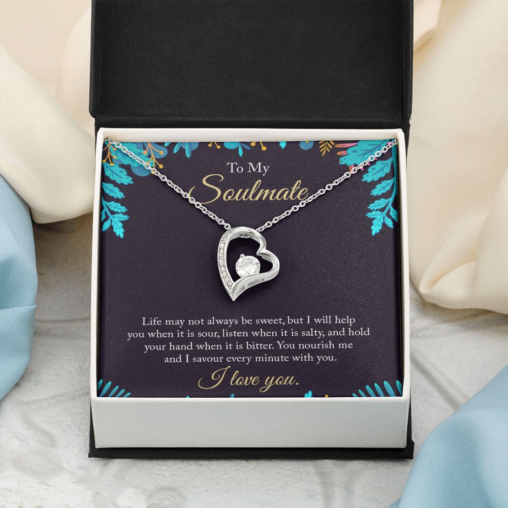 To My Soulmate Necklace for Women Birthday Christmas Jewelry Gifts For My Wife with Message Card Box Personalized Gift Present Pendant for Future Wife Soulmate Girlfriend Love 16 Forever Love Necklace