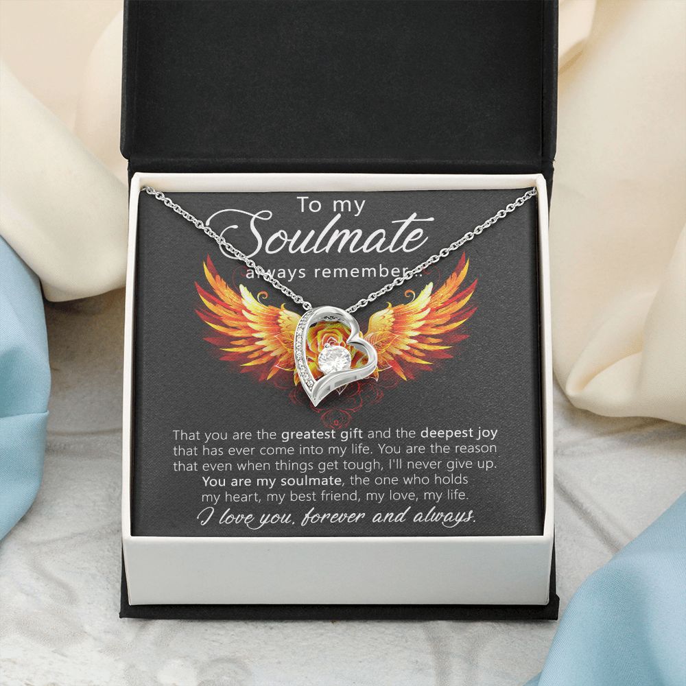 To My Soulmate Necklace for Women Birthday Christmas Jewelry Gifts For My Wife with Message Card Box Personalized Gift Present Pendant for Future Wife Soulmate Girlfriend Love 22 Forever Love Necklace