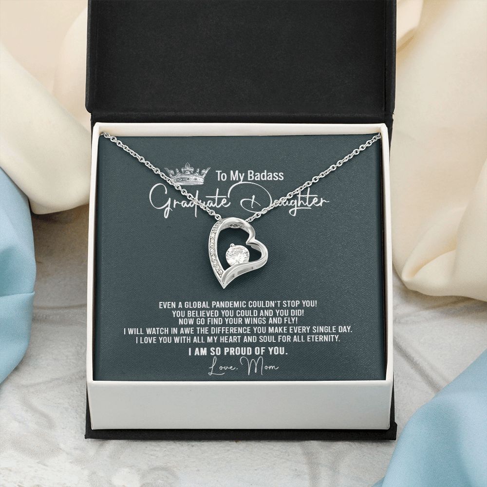 Badass Graduation Daughter Gift From Mom, Graduation Gift, Necklace Congrats Graduation Pendants Gift For Daughter, Daughter In law, Daughter Necklace From Mom Forever Love Necklace