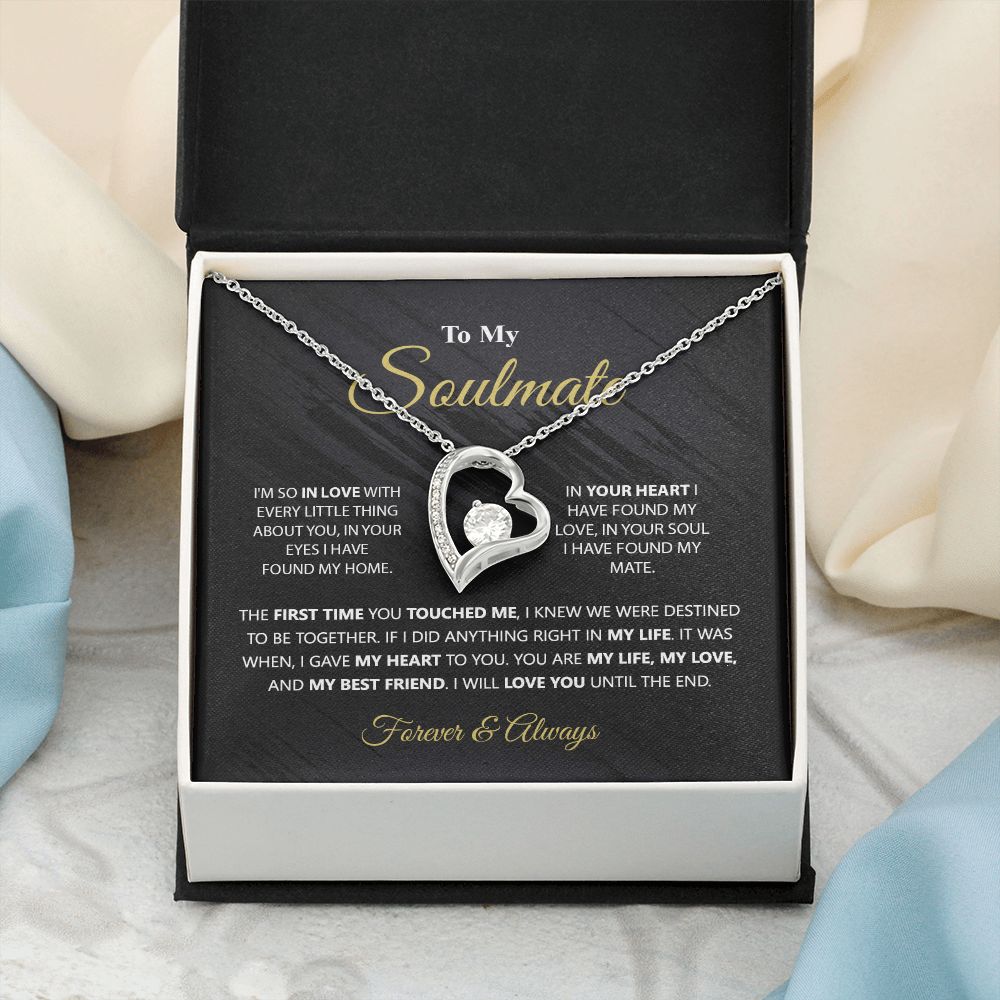 To My Soulmate Necklace for Women Birthday Christmas Jewelry Gifts For My Wife with Message Card Box Personalized Gift Present Pendant for Future Wife Soulmate Girlfriend Love 1 Forever Love Necklace