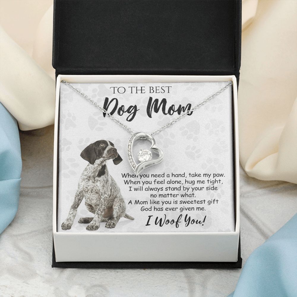 To The Best German Shorthaired Pointer Dog Mom Knot Necklace Mother's Day Gift , I Woof You Quote Gift Card, Message Card Jewelry For Dog Lovers, Necklace For Mom Forever Love Necklace