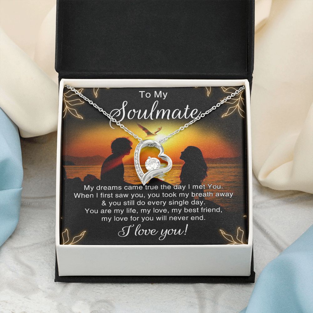 To My Soulmate Necklace for Women Birthday Christmas Jewelry Gifts For My Wife with Message Card Box Personalized Gift Present Pendant for Future Wife Soulmate Girlfriend Love 6 Forever Love Necklace