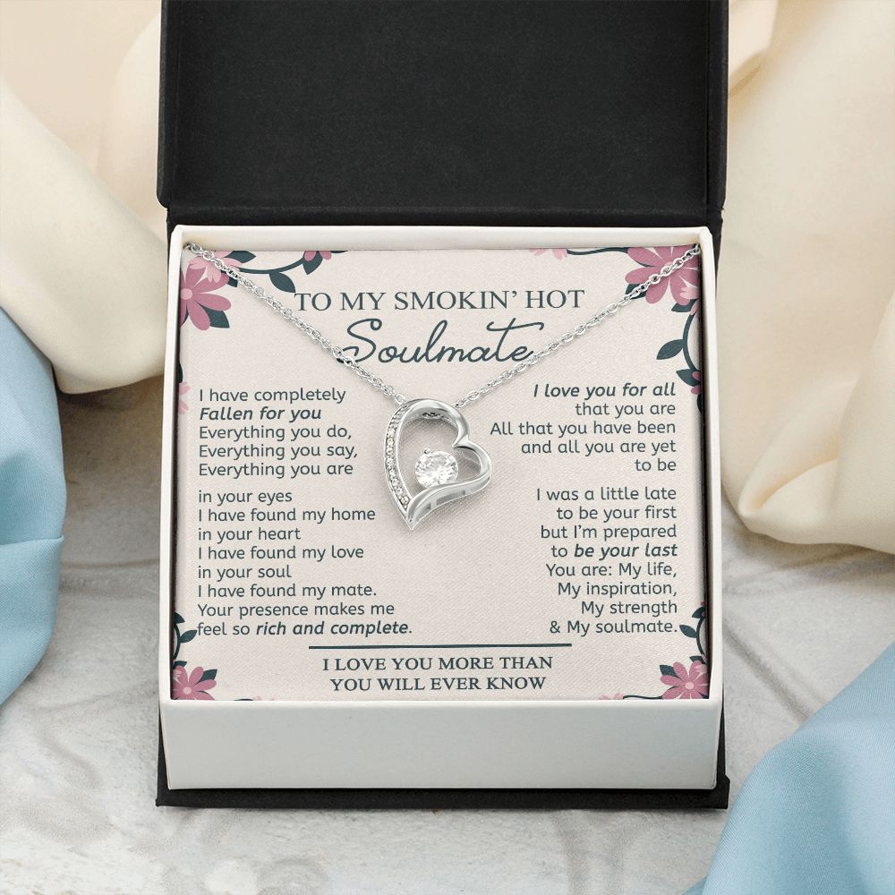 To My Smokin Hot Soulmate Necklace - Wife Gifts From Husband To My Wife Necklace, Gift for Her Romantic, Girlfriend Gifts Necklace for Wife from Men Includes Message Card and Gift Box 17 Forever Love Necklace