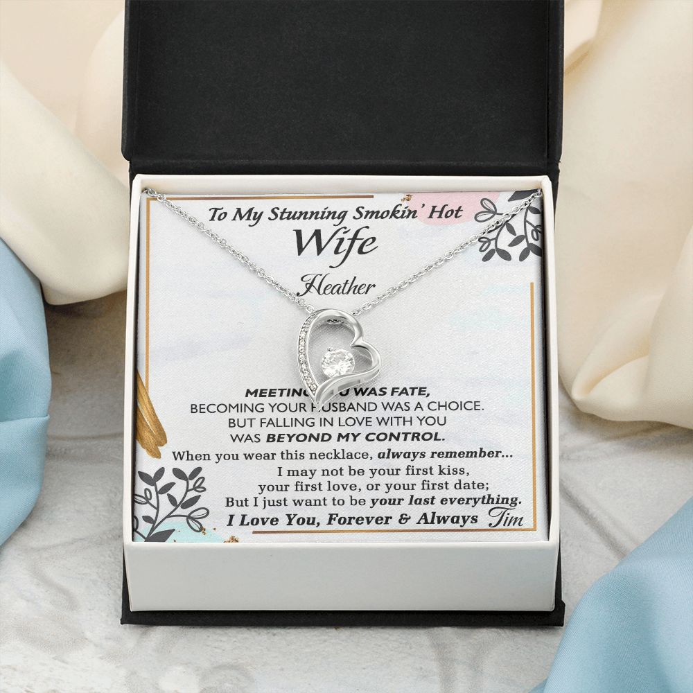 To My Wife Necklace from Husband, Personalized Necklace for Women, Luxury Necklace for Wife from Man Men, Wedding Anniversary Present For Wife, Beautiful Wife Jewelry Christmas Birthday Gift For Wife22 Forever Love Necklace