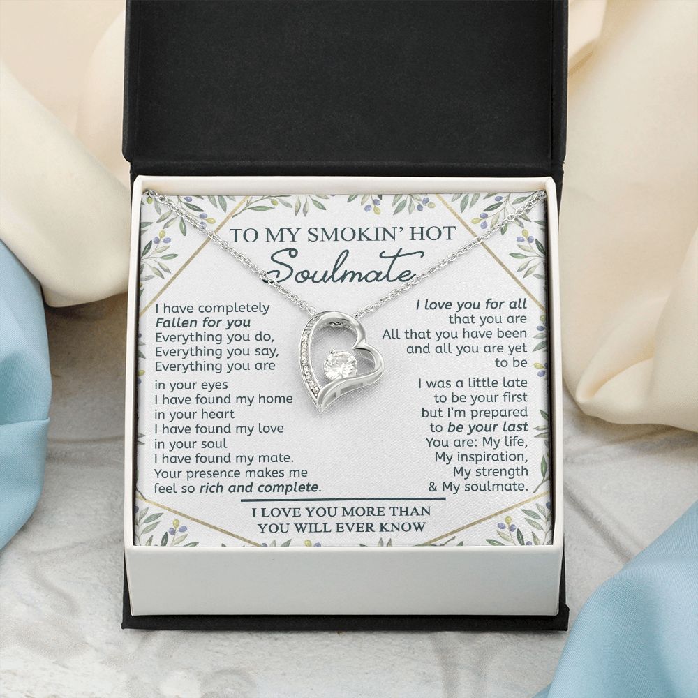 To My Smokin Hot Soulmate Necklace - Wife Gifts From Husband To My Wife Necklace, Gift for Her Romantic, Girlfriend Gifts Necklace for Wife from Men Includes Message Card and Gift Box 18 Forever Love Necklace