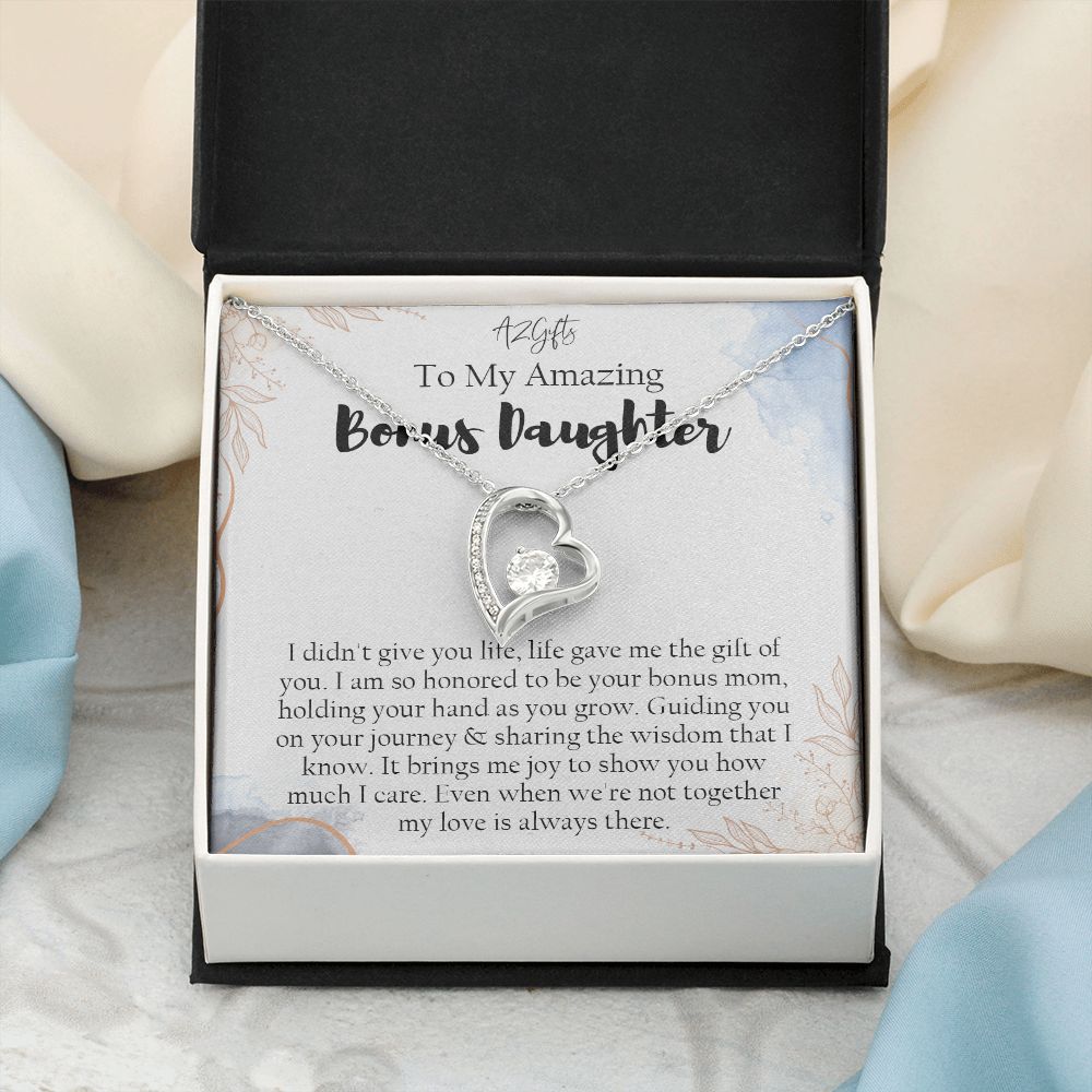 Bonus Daughter Gifts From Stepdad, Step Daughter Gifts From Stepmom, Stepdaughter Gifts From Stepdad, Father Stepdaughter Necklace, To My Bonus Daughter Necklaces, Christmas Gifts For Bonus1 Forever Love Necklace
