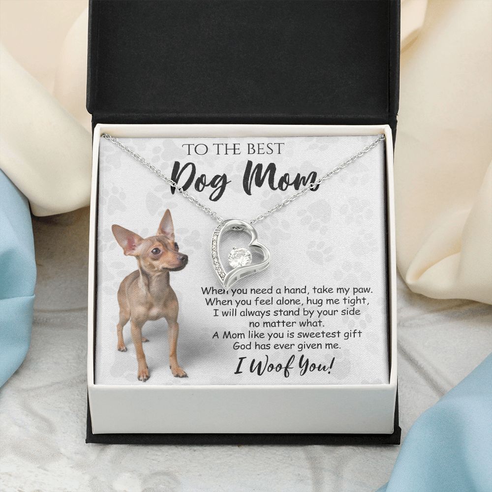 To The Best Chihuahua Dog Mom Knot Necklace Mother's Day Gift , I Woof You Quote Gift Card, Message Card Jewelry For Dog Lovers, Necklace For Mom Forever Love Necklace