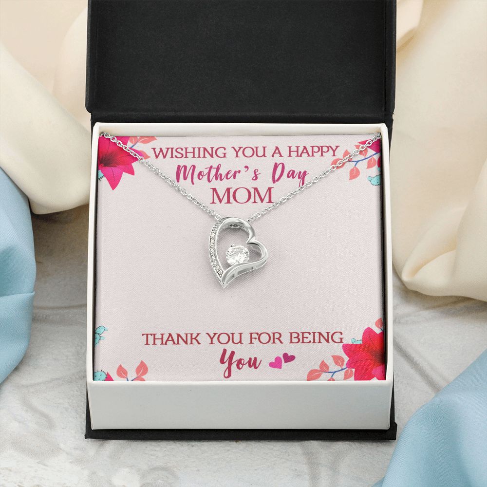 To My Mom Wishing You A Happy Mother's Day Gift From Daughter Or Son Thank You For Being You With Message Card Gift For Mom Forever Love Necklace