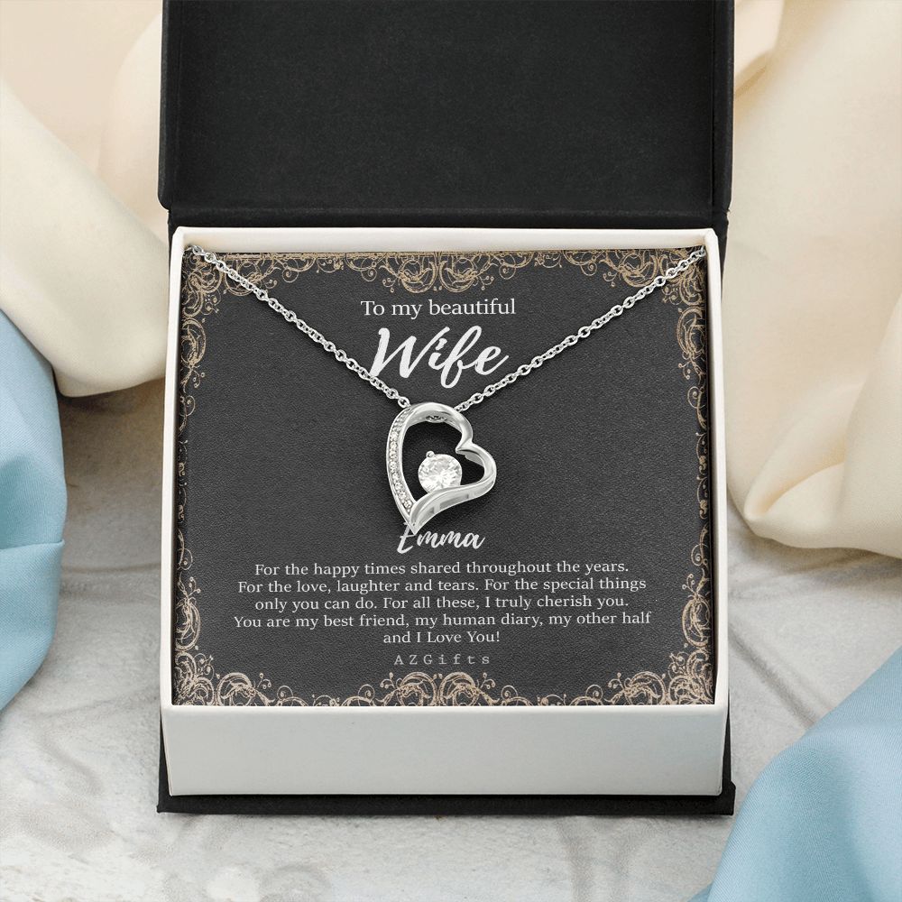 To My Wife Necklace from Husband, Personalized Necklace for Women, Luxury Necklace for Wife from Man Men, Wedding Anniversary Present For Wife, Beautiful Wife Jewelry Christmas Birthday Gifts For Wife9 Forever Love Necklace