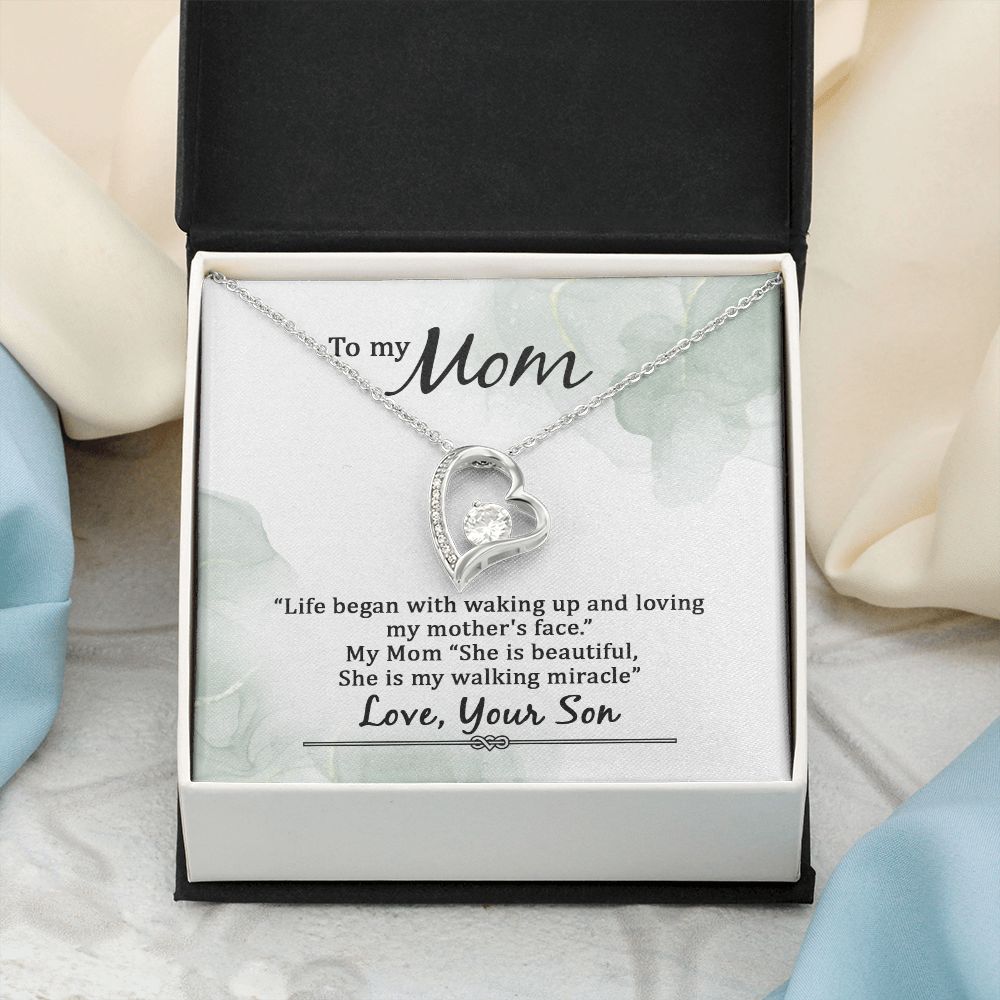 Mom Necklace Gifts for Mom from Daughter to Mom Gifts for Mothers Day from Daughter, To My Mom Necklace from Daughter to Mom Birthday Gifts Necklace with Message Card and Gift Box20 Forever Love Necklace