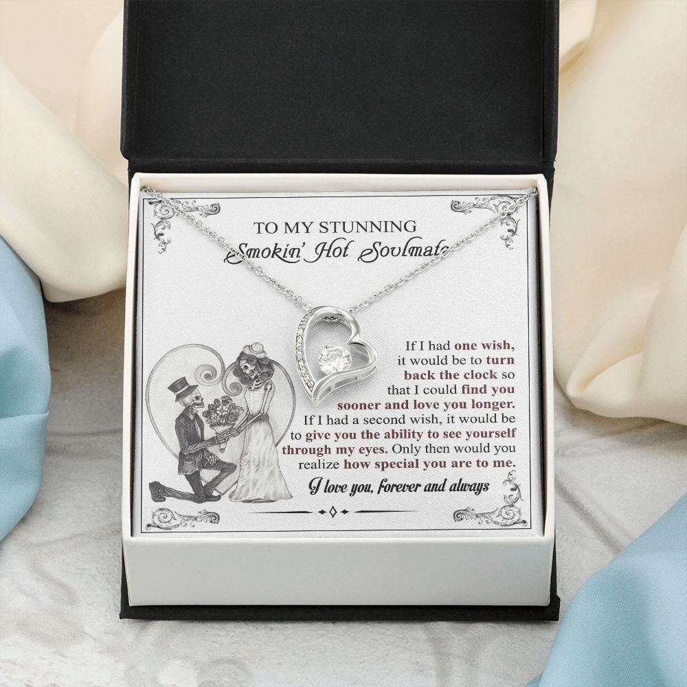 To My Soulmate Necklace for Women Birthday Valentines Day Jewelry Gifts For My Wife with Message Card Box Personalized Gift Present Pendant for Future Wife Soulmate Girlfriend Love 6 Forever Love Necklace