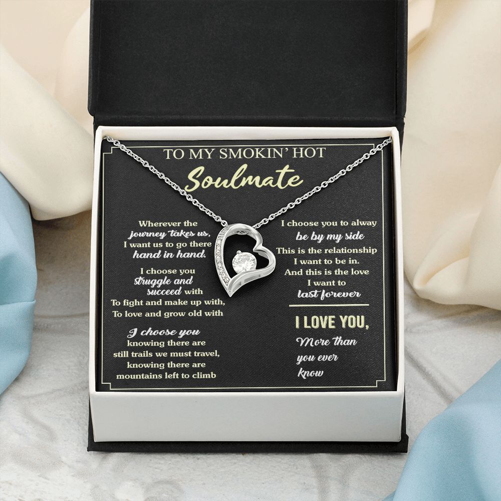 To My Soulmate Necklace for Women Birthday Valentines Day Jewelry Gifts For My Wife with Message Card Box Personalized Gift Present Pendant for Future Wife Soulmate Girlfriend Love 7 Forever Love Necklace