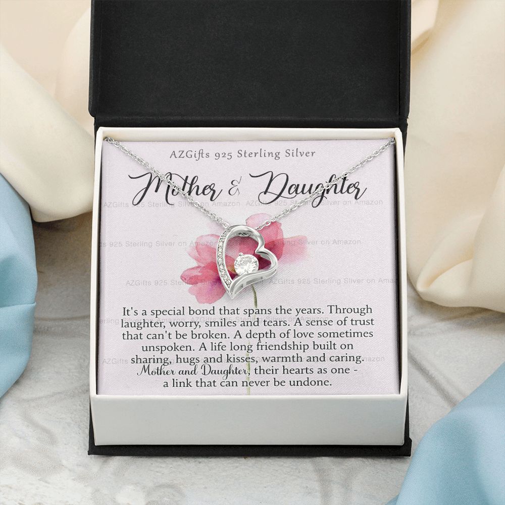 Mother Daughter Necklace with Message Card Mother Daughter Gift Mom Birthday Gift Necklace for Mom from Daughter Gift Birthday Gift for Mom Daughter Gift from Mom 301 Forever Love Necklace