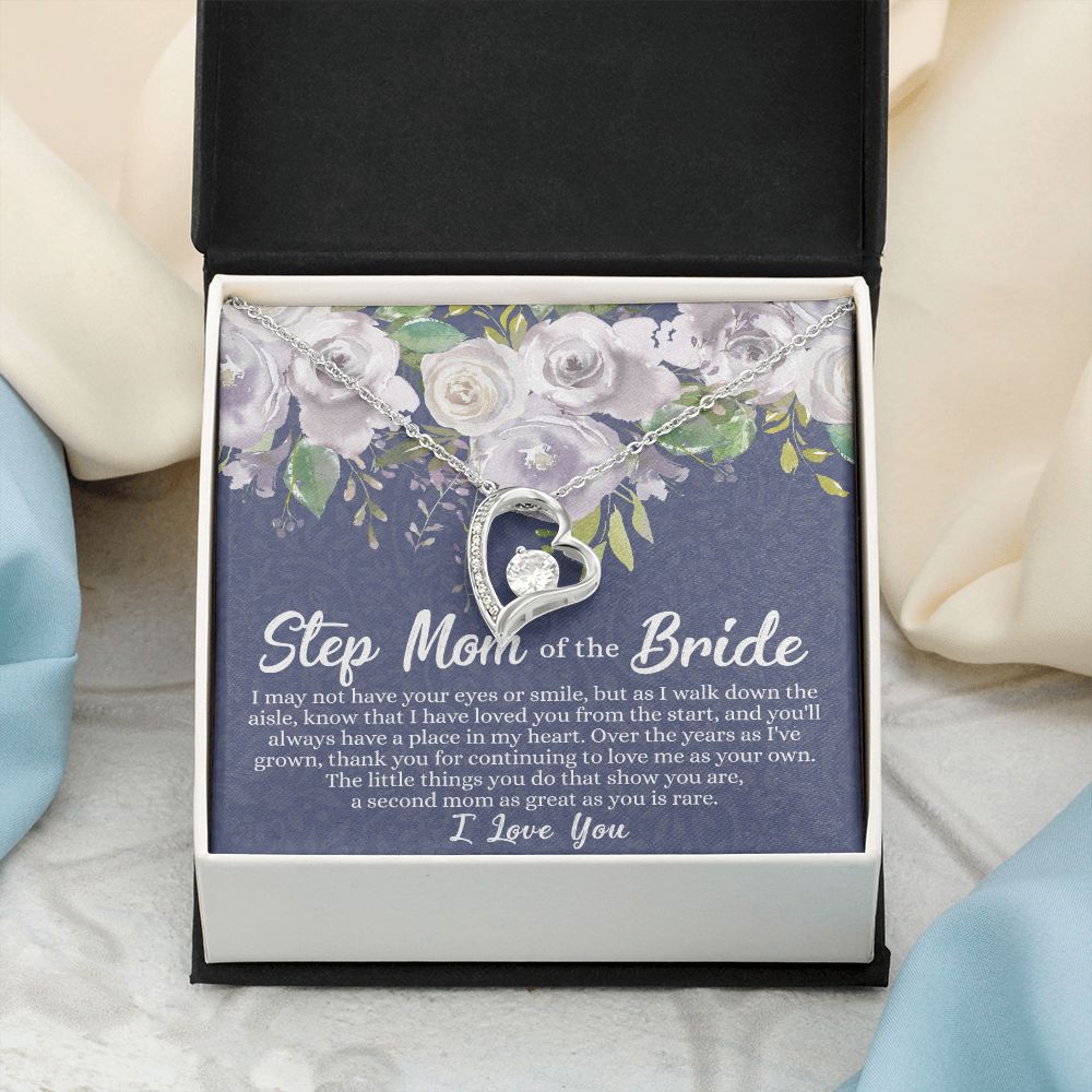 To My Stepmother of the Bride Necklace, Stepmother of the Bride Gifts Idea, Necklace for Stepmom of the Bride Gifts, Wedding Gifts for Stepmom, Gifts for Step Mother of the Bride Forever Love Necklace