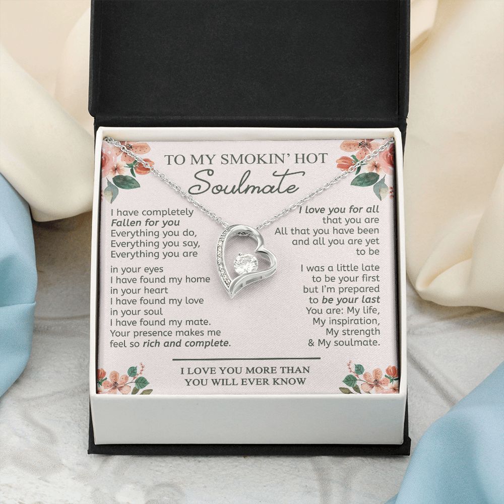 To My Smokin Hot Soulmate Necklace - Wife Gifts From Husband To My Wife Necklace, Gift for Her Romantic, Girlfriend Gifts Necklace for Wife from Men Includes Message Card and Gift Box 20 Forever Love Necklace