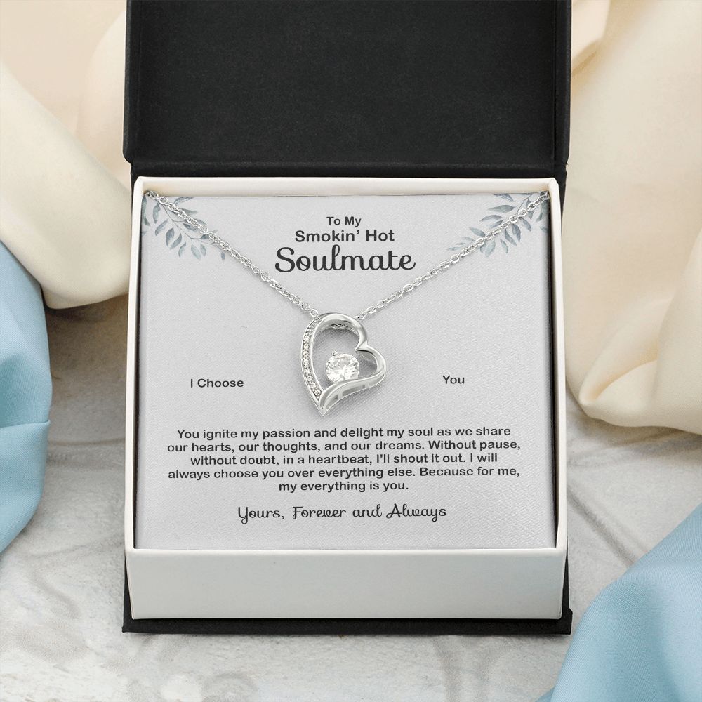 To My Soulmate Necklace for Women Birthday Valentines Day Jewelry Gifts For My Wife with Message Card Box Personalized Gift Present Pendant for Future Wife Soulmate Girlfriend Love 4 Forever Love Necklace