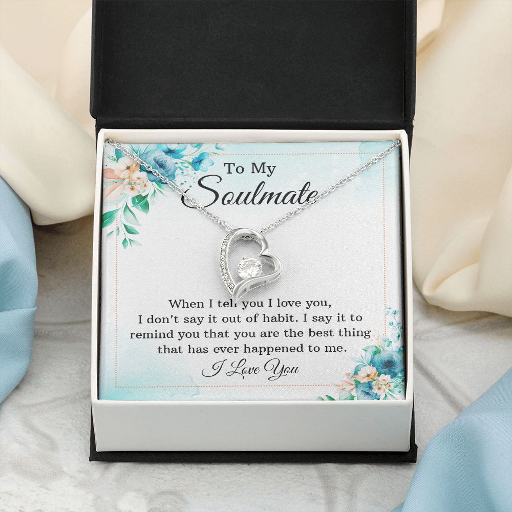 To My Soulmate Necklace for Women Birthday Christmas Jewelry Gifts For My Wife with Message Card Box Personalized Gift Present Pendant for Future Wife Soulmate Girlfriend Love 12 Forever Love Necklace