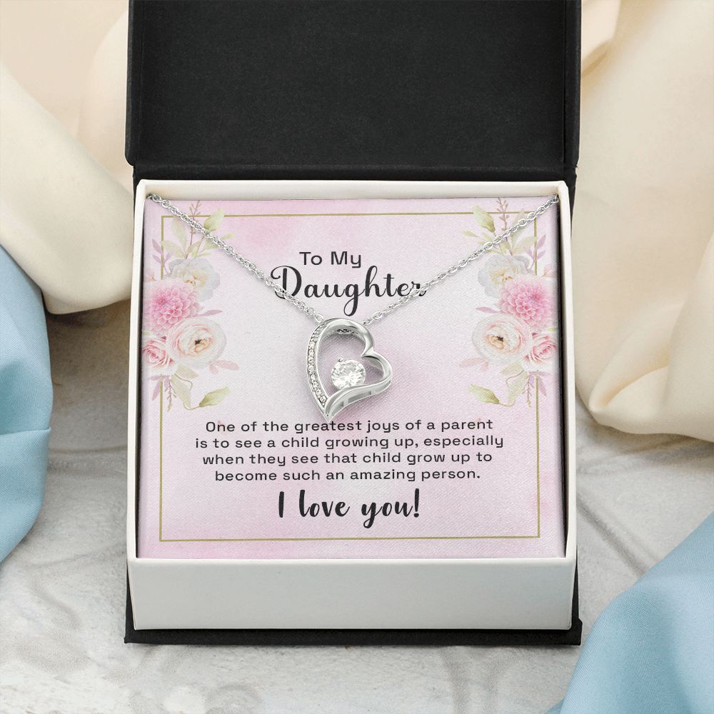Mother and Daughter Necklace for Girls, To My Daughter Gift Necklace from Mom, Birthday Christmas Gift Graduation Gifts for Daughters, Jewelry Pendant Present for Daughter, Mother Daughter Gift 44 Forever Love Necklace