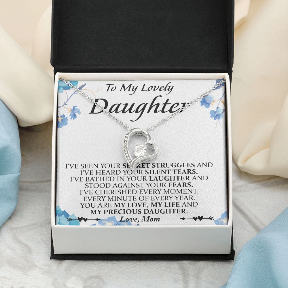 Mother and Daughter Necklace for Girls, To My Daughter Gift Necklace from Mom, Birthday Christmas Gift Graduation Gifts for Daughters, Jewelry Pendant Present for Daughter, Mother Daughter Gift 41 Forever Love Necklace